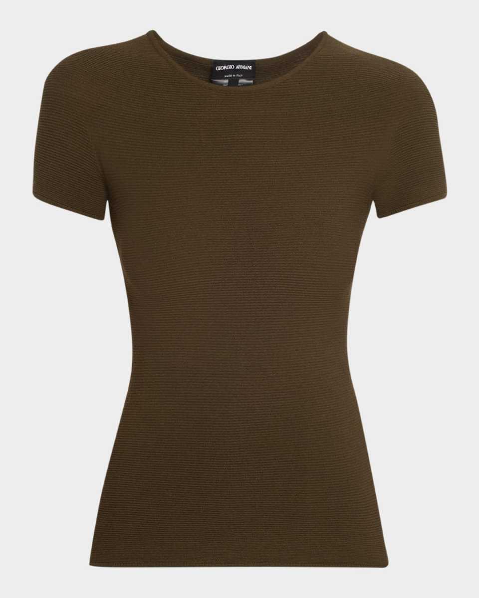 Ottoman Knit Fitted Short-Sleeve T-Shirt